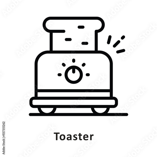 Toaster Vector Outline Icon. Eps 10 File