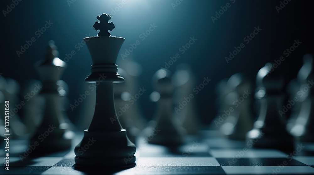 Dramatic Close-Up of Black Chess King on a Chessboard Dramatic Close-Up of Black Chess King on a Chessboard