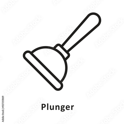 Plunger Vector Outline Icon. Eps 10 File