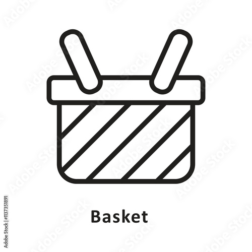 Basket Vector Outline Icon. Eps 10 File