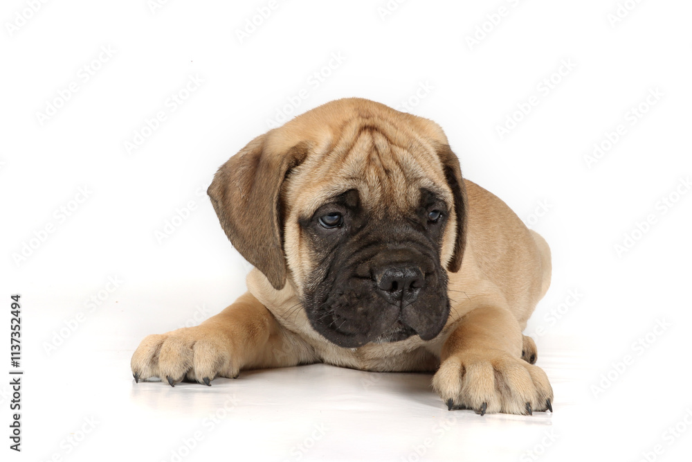 Bullmastiff puppy isolated on white background Bullmastiff puppy isolated on white background