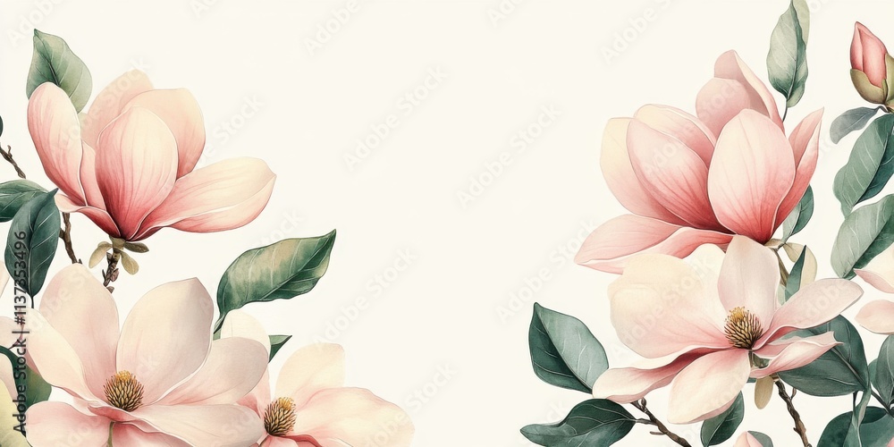 Naklejka premium Horizontal magnolia floral arrangement background