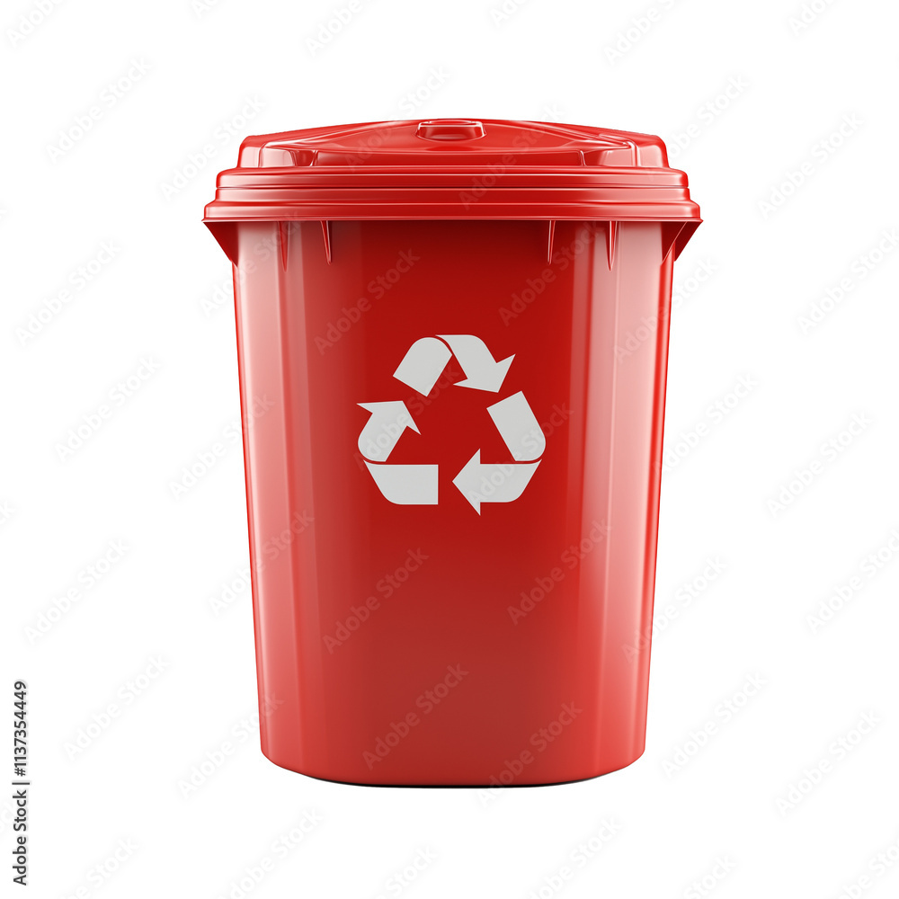 Red recycling bin dustbin garbage trash isolated on white background Red recycling bin dustbin garbage trash isolated on white background