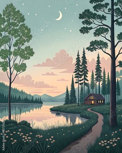 landscape illustration for canvas painting 