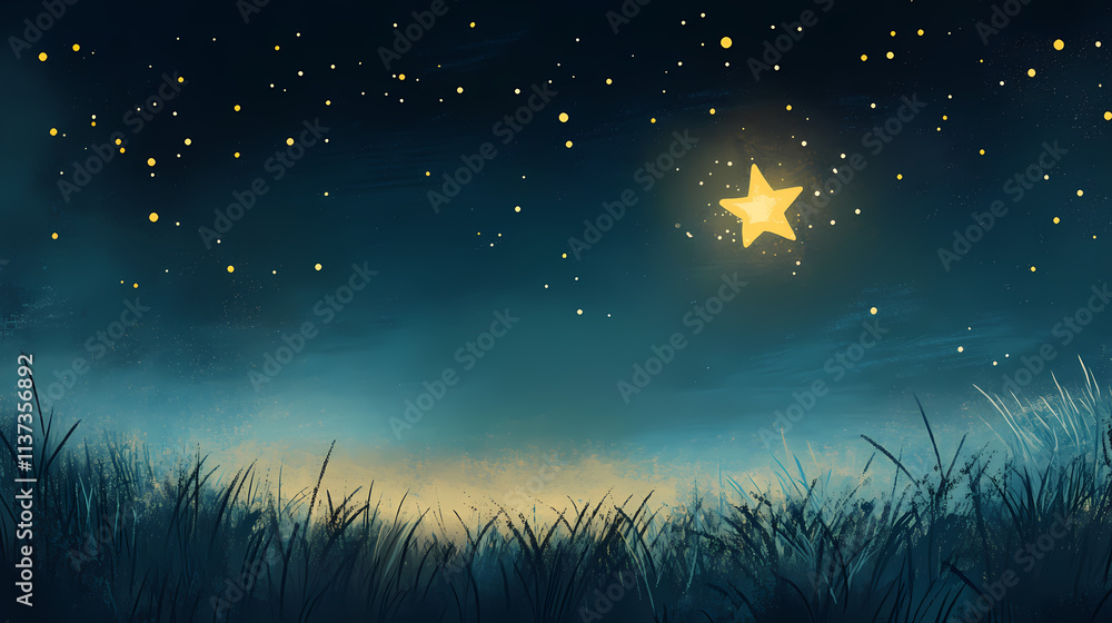 Naklejka premium Twinkle twinkle little star shining bright from near and far. Twinkle. Illustration