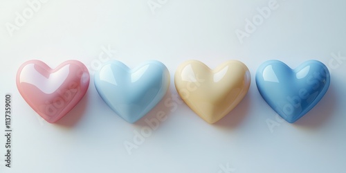 Heart-shaped decorations in pastel colors