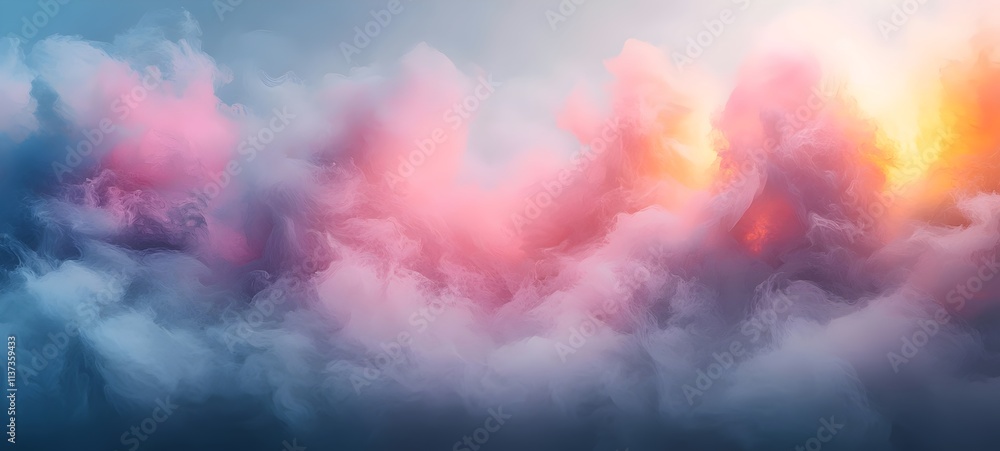 A stunning display of ethereal clouds in soft pinks and blues at sunrise, creating a tranquil and dreamlike atmosphere with hints of golden light peeking through. A stunning display of ethereal clouds in soft pinks and blues at sunrise, creating a tranquil and dreamlike atmosphere with hints of golden light peeking through.
