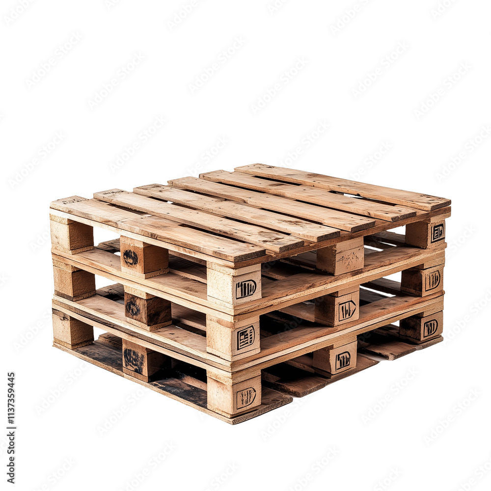 Stacked wooden pallets isolated on white Transportation storage shipping Stacked wooden pallets isolated on white Transportation storage shipping