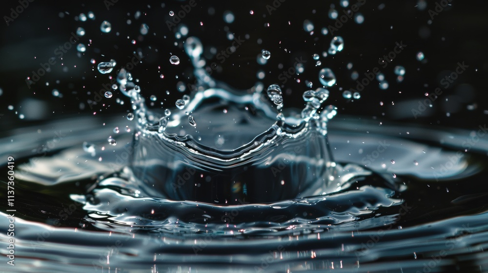 Crystal Clear Water Crown Splash with Droplets in Mid Air Crystal Clear Water Crown Splash with Droplets in Mid Air