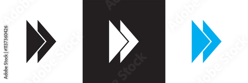 Fast forward icon. Vector illustration. isolated on white and black background. EPS 10