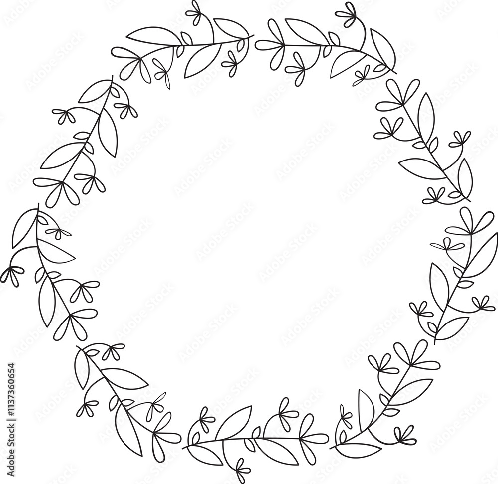Fototapeta premium Floral Wreaths and Leaves Wedding Decoration Illustration 