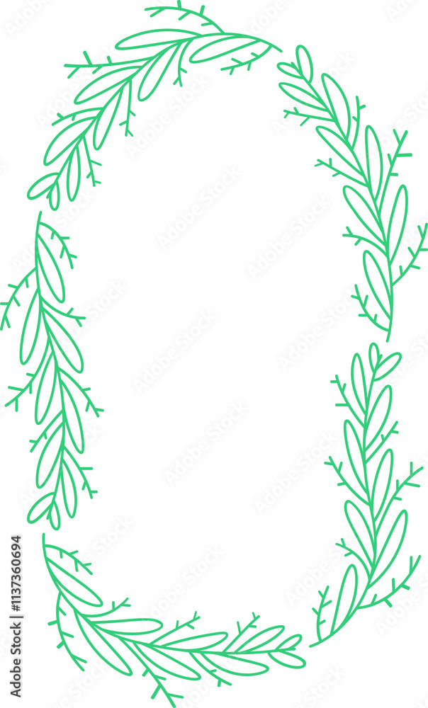 Naklejka premium Floral Wreaths and Leaves Wedding Decoration Illustration 