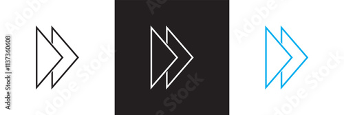 Fast forward icon. Vector illustration. isolated on white and black background. EPS 10