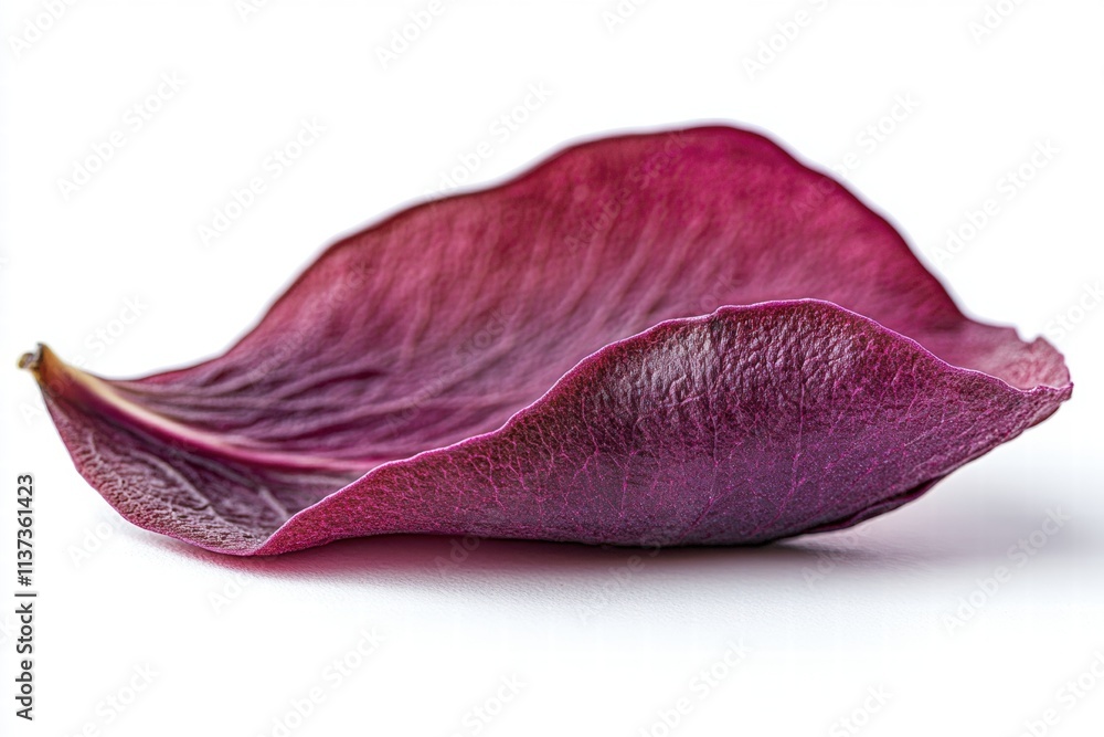 Single Dark Purple Flower Petal on White Background Single Dark Purple Flower Petal on White Background