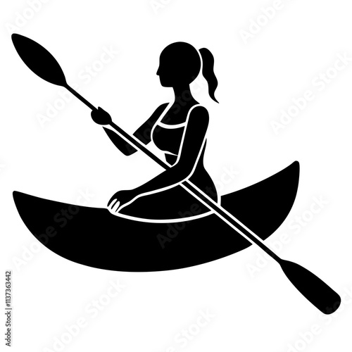  a woman is playing canoeing kayaking