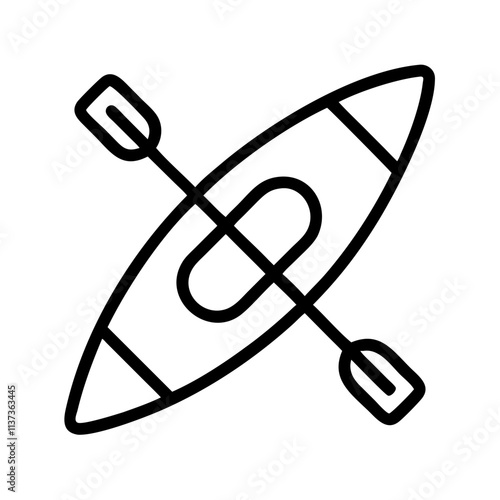 kayak or canoe icon, world tourism day line art, tourism icon - simple black line art icon of kayak or canoe, for world tourism daycelebrations. tourism vector art.