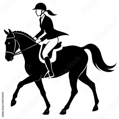  a girl is playing dressage precision horse riding horse rider silhouette