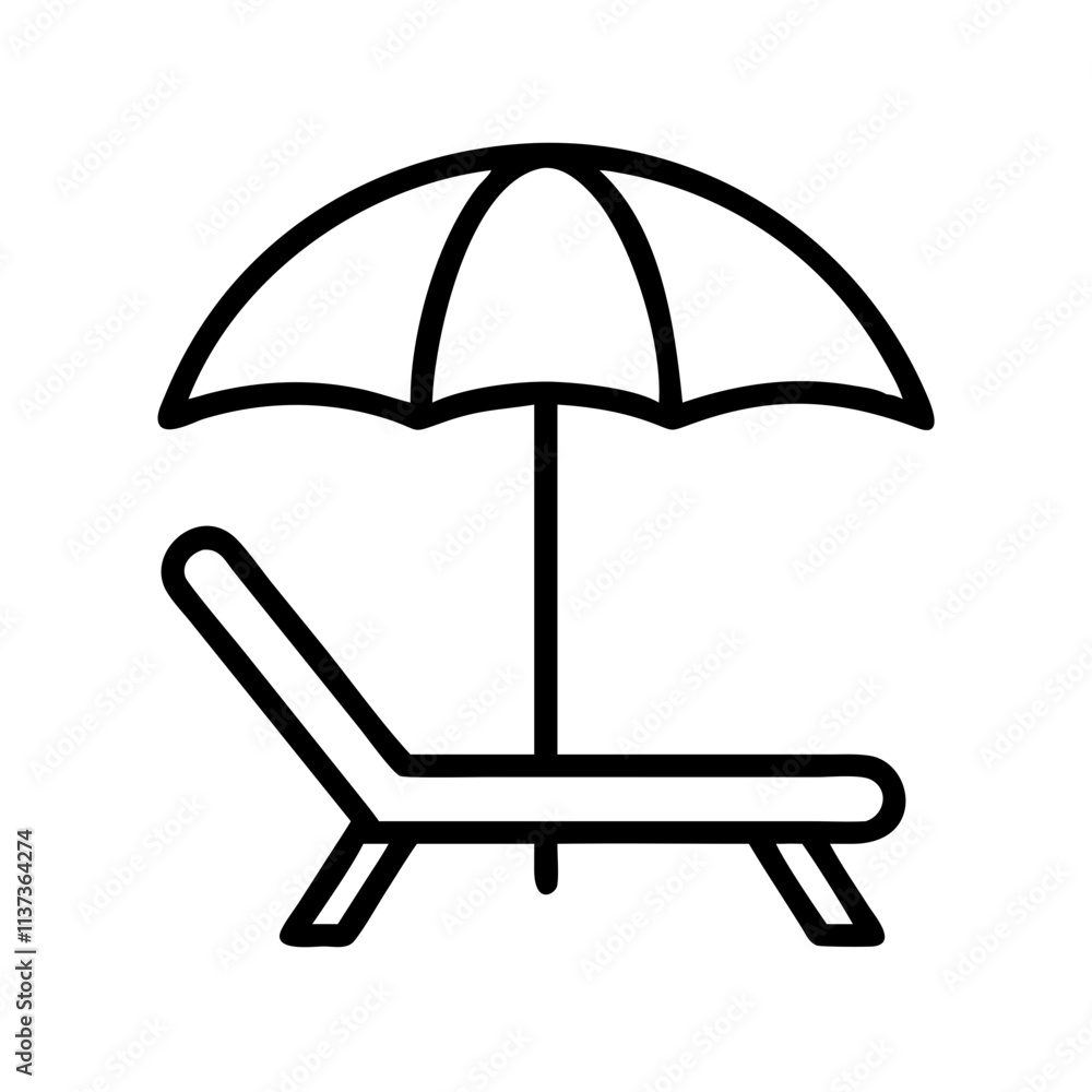 beach umbrella and chair icon, world tourism day line art, tourism icon - simple black line art icon of beach umbrella and chair, for world tourism daycelebrations. tourism vector art. beach umbrella and chair icon, world tourism day line art, tourism icon - simple black line art icon of beach umbrella and chair, for world tourism daycelebrations. tourism vector art.