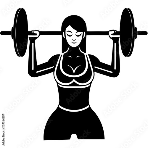 silhouette of a woman playing weight powerlifting