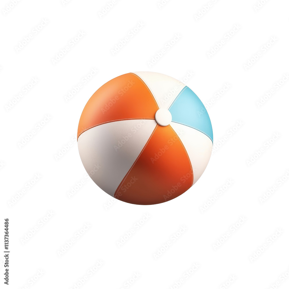Fototapeta premium Flat style illustration of a beach ball, vibrant colors, minimalistic design. PNG