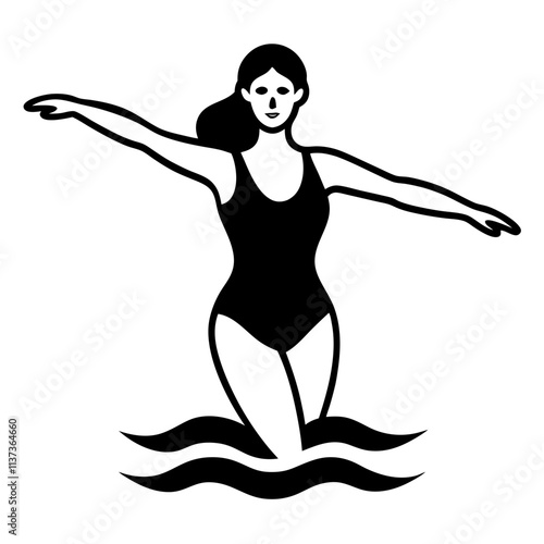  a woman is playing synchro swimming