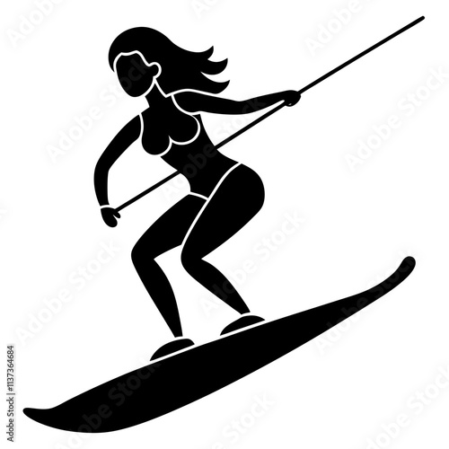 a woman is playing wakeboarding