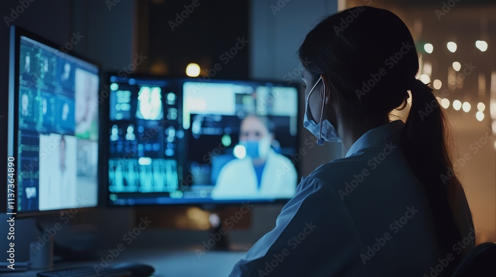 A healthcare professional utilizing connected medical devices and telemedicine technology to remotely track a patient's vital signs and monitor their progress A healthcare professional utilizing connected medical devices and telemedicine technology to remotely track a patient's vital signs and monitor their progress