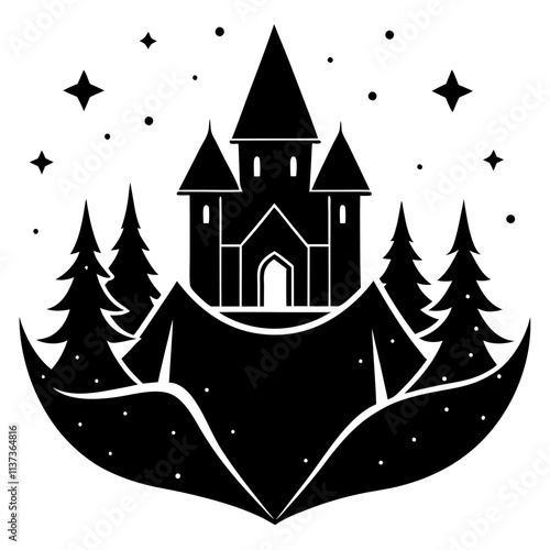 fairy tale castle on a hill