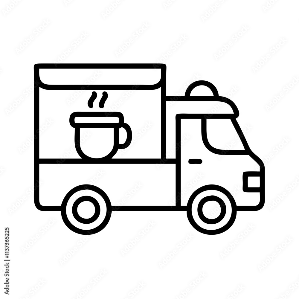 coffee truck icon, coffee day line art, coffee day icon - simple black line art icon of coffee truck, symbolizing coffee day celebrations. coffee day vector art. coffee truck icon, coffee day line art, coffee day icon - simple black line art icon of coffee truck, symbolizing coffee day celebrations. coffee day vector art.