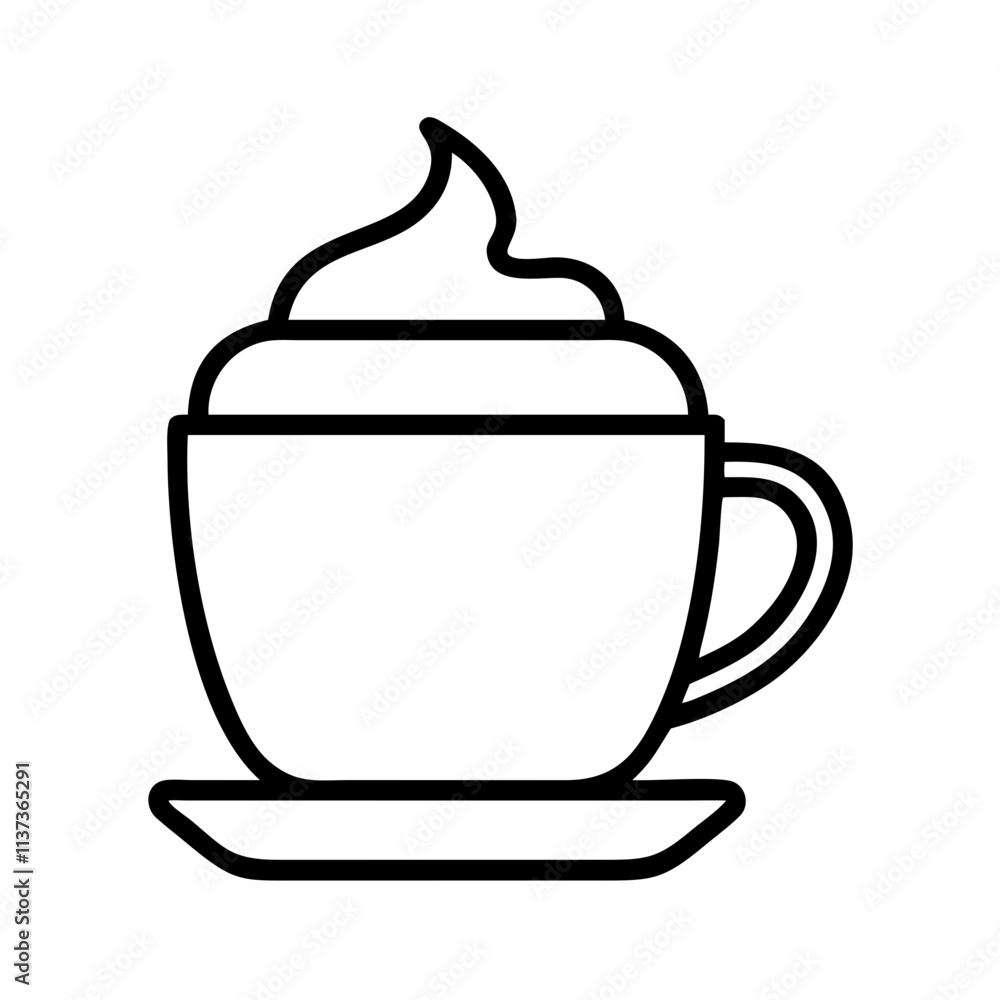 coffee with whipped cream icon, coffee day line art, coffee day icon - simple black line art icon of coffee with whipped cream, symbolizing coffee day celebrations. coffee day vector art. coffee with whipped cream icon, coffee day line art, coffee day icon - simple black line art icon of coffee with whipped cream, symbolizing coffee day celebrations. coffee day vector art.