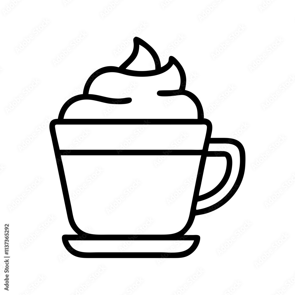 coffee with whipped cream icon, coffee day line art, coffee day icon - simple black line art icon of coffee with whipped cream, symbolizing coffee day celebrations. coffee day vector art. coffee with whipped cream icon, coffee day line art, coffee day icon - simple black line art icon of coffee with whipped cream, symbolizing coffee day celebrations. coffee day vector art.