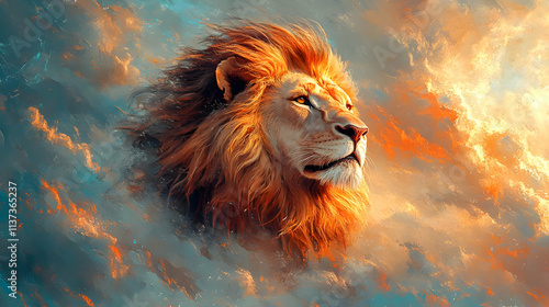 Lion in the Clouds - A Digital Painting Illustration