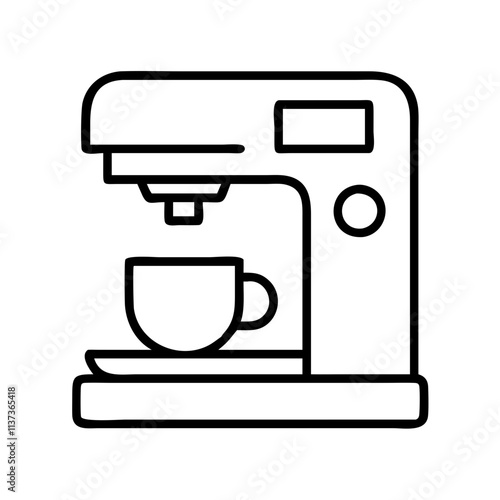 espresso machine icon, coffee day line art, coffee day icon - simple black line art icon of espresso machine, symbolizing coffee day celebrations. coffee day vector art.