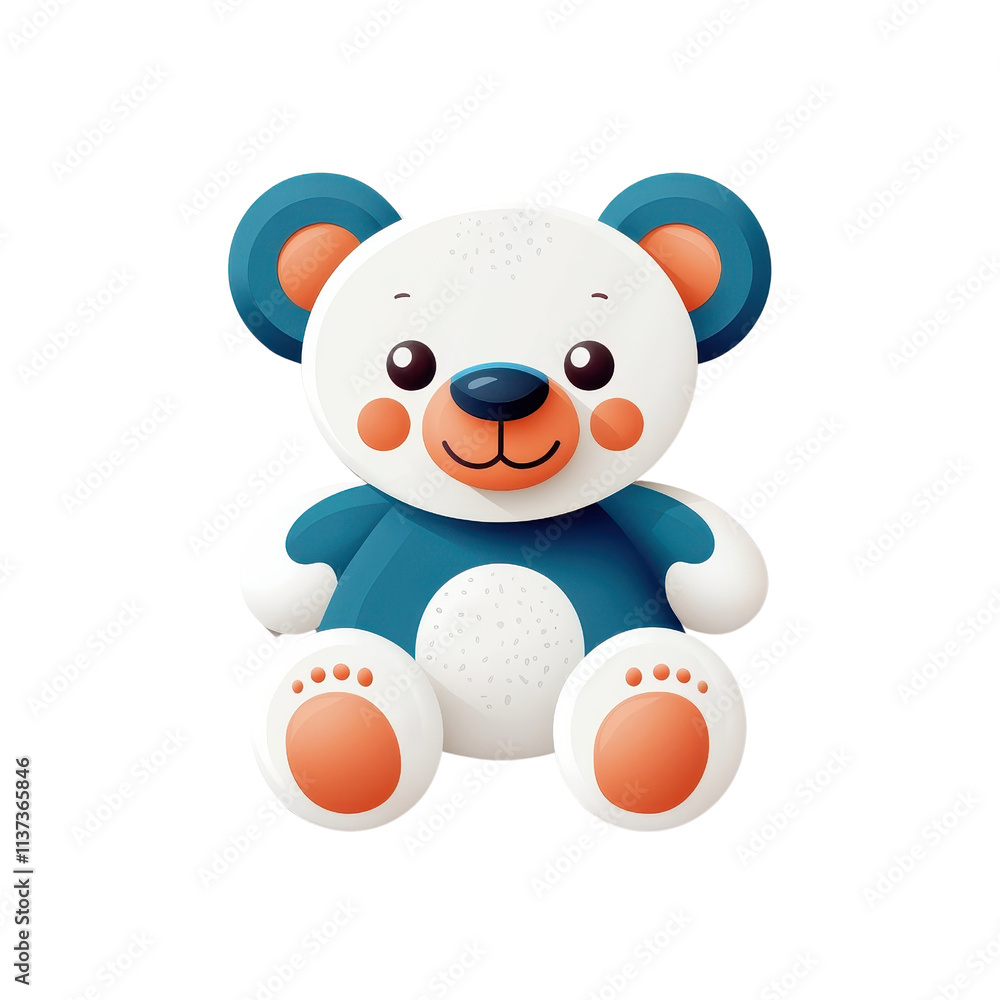 Obraz premium Flat style illustration of a teddy bear, minimalistic design, playful and bright. PNG