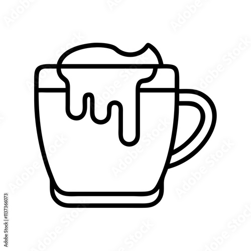 caramel drizzle on coffee icon, coffee day line art, coffee day icon - simple black line art icon of caramel drizzle on coffee, symbolizing coffee day celebrations. coffee day vector art.