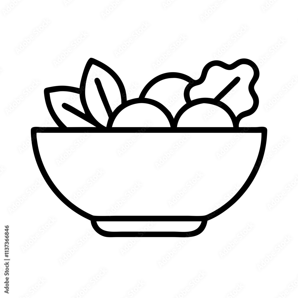 fresh salad bowl icon, vegetarian day line art, vegetarian icon - simple black line art icon of fresh salad bowl, or vegetarian day celebrations. vegetarian day vector art. fresh salad bowl icon, vegetarian day line art, vegetarian icon - simple black line art icon of fresh salad bowl, or vegetarian day celebrations. vegetarian day vector art.