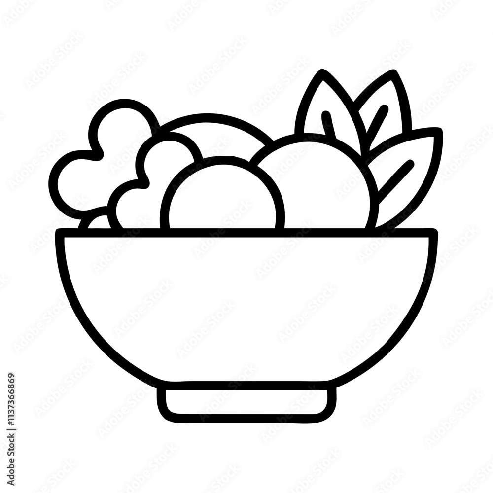 fresh salad bowl icon, vegetarian day line art, vegetarian icon - simple black line art icon of fresh salad bowl, or vegetarian day celebrations. vegetarian day vector art. fresh salad bowl icon, vegetarian day line art, vegetarian icon - simple black line art icon of fresh salad bowl, or vegetarian day celebrations. vegetarian day vector art.