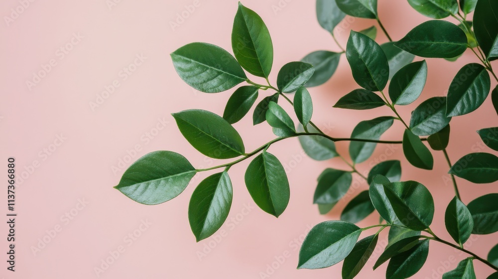 Fresh green leaves on soft pastel background for natural and eco-friendly designs Fresh green leaves on soft pastel background for natural and eco-friendly designs