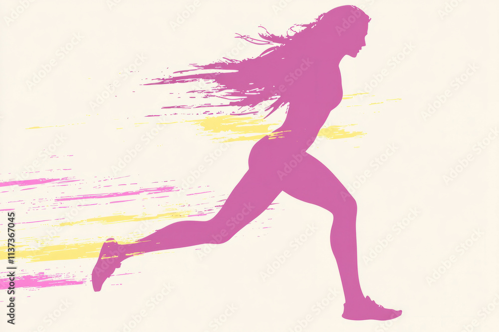 A woman running with her hair blowing in the wind A woman running with her hair blowing in the wind