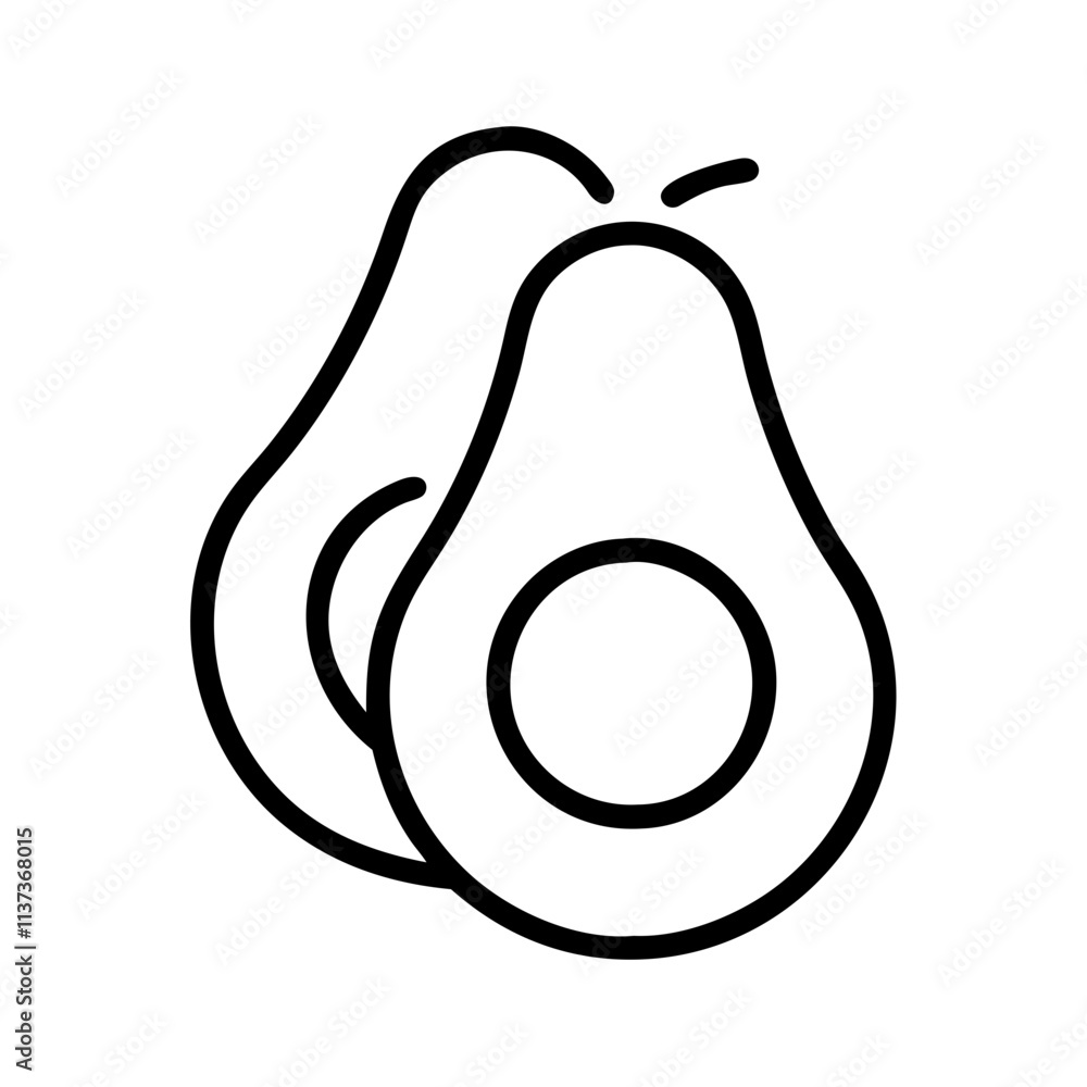 avocado icon, vegetarian day line art, vegetarian icon - simple black line art icon of avocado, or vegetarian day celebrations. vegetarian day vector art. avocado icon, vegetarian day line art, vegetarian icon - simple black line art icon of avocado, or vegetarian day celebrations. vegetarian day vector art.