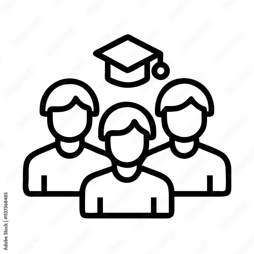 group of diverse students icon, teachers’ day line art, teachers day icon - simple black line art icon of group of diverse students, for teachers’ day celebrations. teachers day vector art. group of diverse students icon, teachers’ day line art, teachers day icon - simple black line art icon of group of diverse students, for teachers’ day celebrations. teachers day vector art.