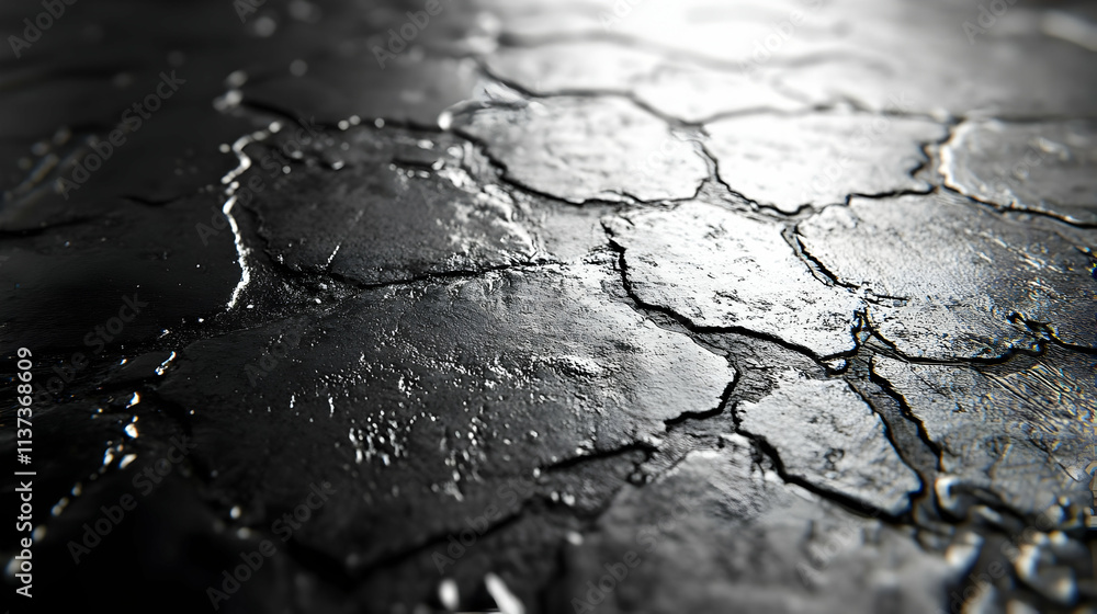 Abstract 3D Black Cracked Background