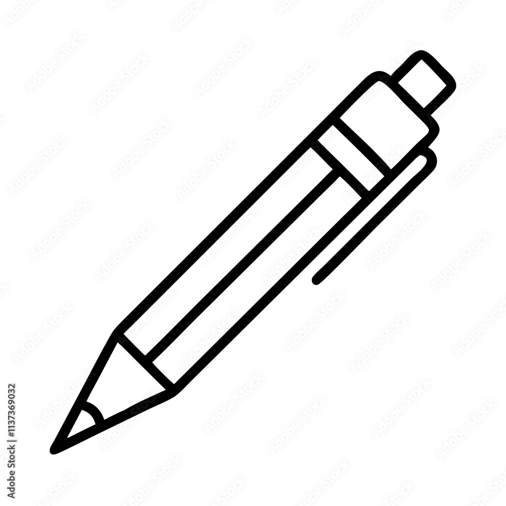 Fototapeta premium red pen for grading icon, teachers’ day line art, teachers day icon - simple black line art icon of red pen for grading, for teachers’ day celebrations. teachers day vector art.