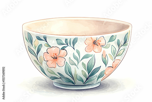 Wallpaper Mural Elegant Floral Ceramic Bowl with Soft Colors, Ideal for Contemporary or Traditional Table Settings and Home Decor Torontodigital.ca