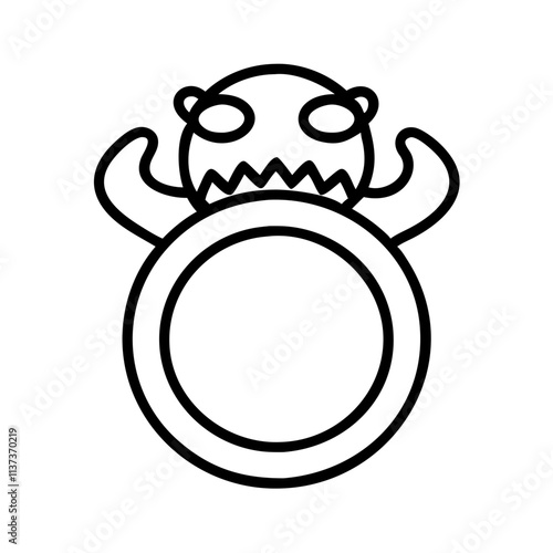 cursed ring icon, halloween line art, halloween icon - simple black line art icon of cursed ring, symbolizing topic celebrations. topic vector art.