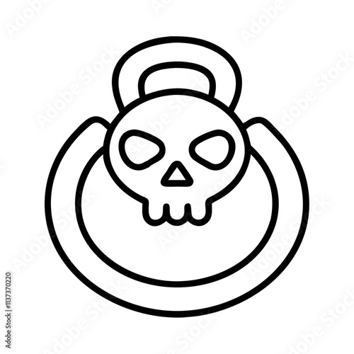 cursed ring icon, halloween line art, halloween icon - simple black line art icon of cursed ring, symbolizing topic celebrations. topic vector art.