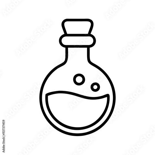 potion vial icon, halloween line art, halloween icon - simple black line art icon of potion vial, symbolizing topic celebrations. topic vector art.