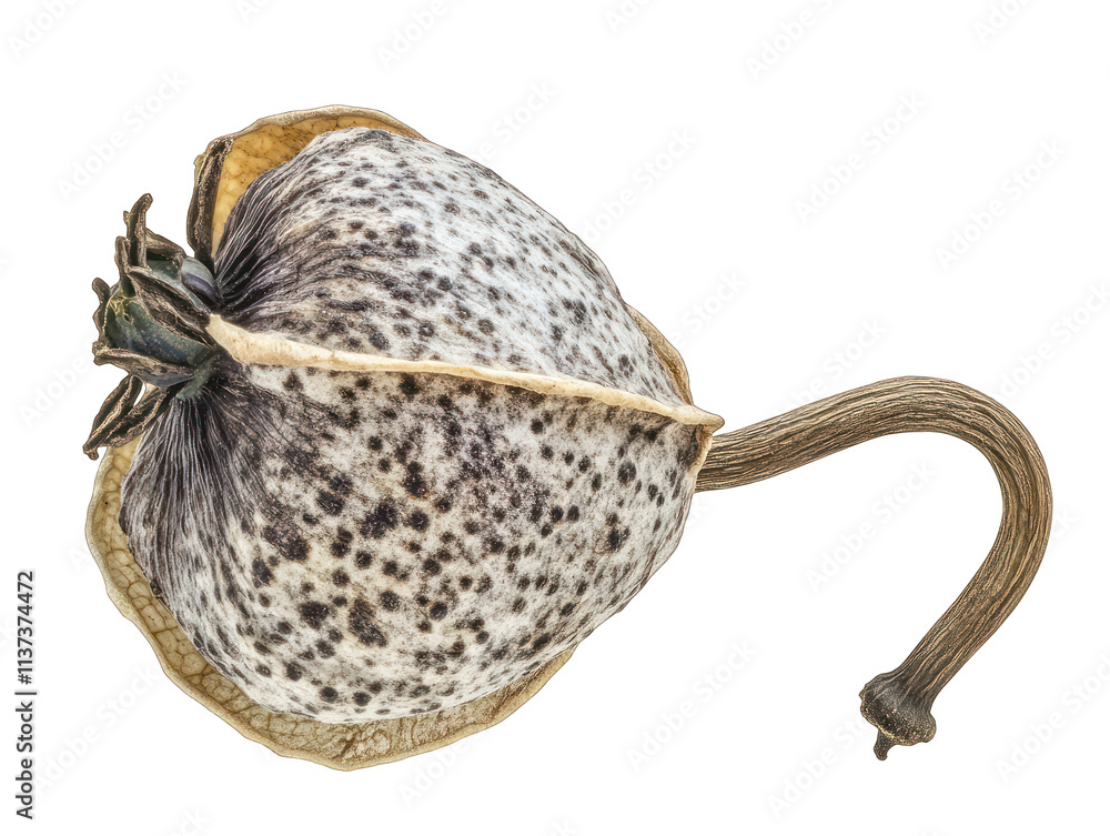 Obraz premium Dried Poppy Seed Pod Isolated on White Background