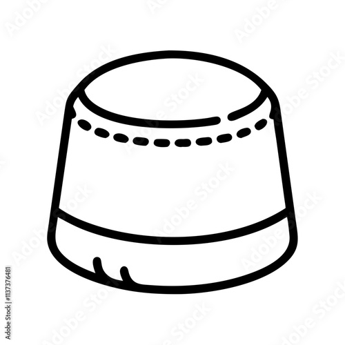 prayer cap taqiyah icon, hajj line art, hajj icon - simple black line art icon of prayer cap taqiyah, symbolizing Hajj celebrations. Hajj vector art.