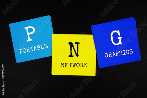 PNG - Portable Network Graphics acronym text on sticky note on black background photo